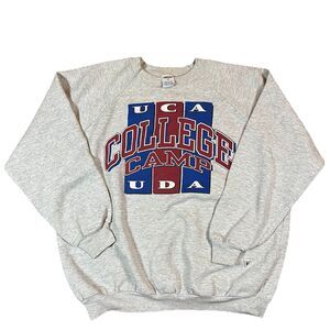 Varsity Heather Gray Sweatshirt with Blue and Red College Print